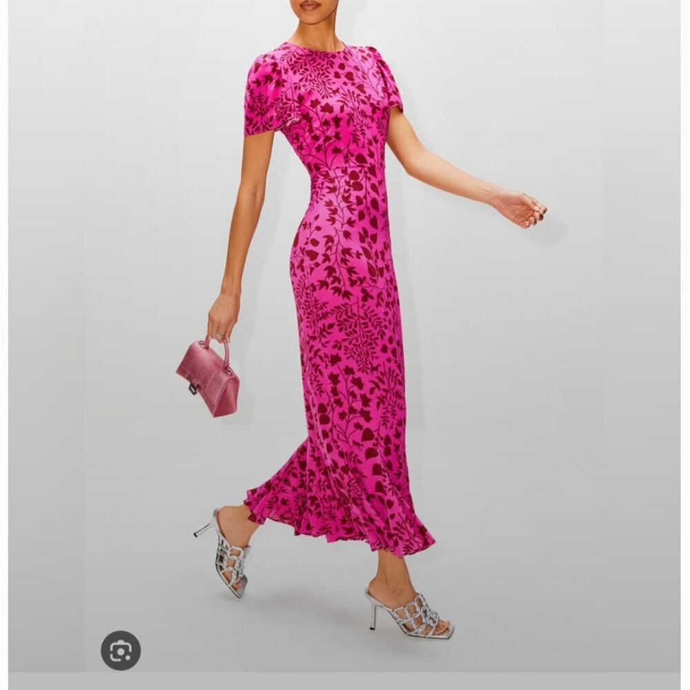 EUC $575 Rhode Lulani Caledonia Magic Pink Crepe Viscose Dress Size 2